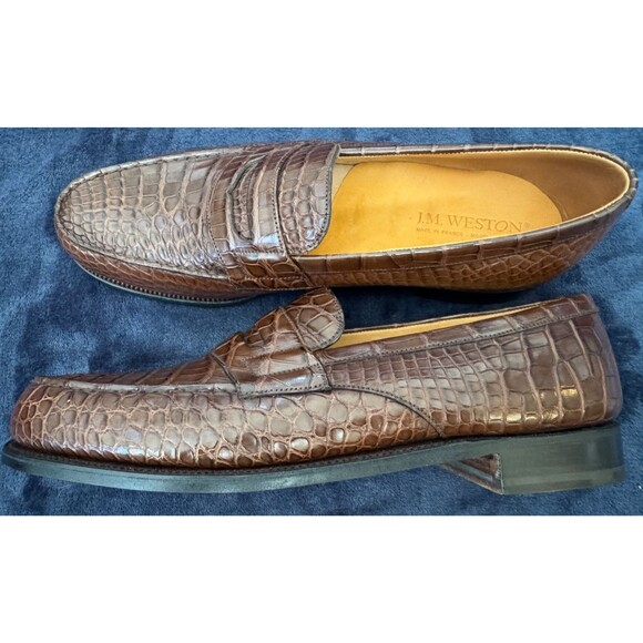 JM Weston 180 Loafer in Brown Alligator - 10.5CEU/11US - Picture 7 of 8